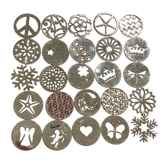 75-Piece Silver Metal 22mm Decorative Circle Floating Locket Jewelry Supplies - Picture 4 of 12